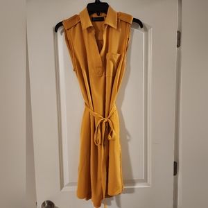 New York and Co, gold/yellow collared, sleeveless sundress, size medium